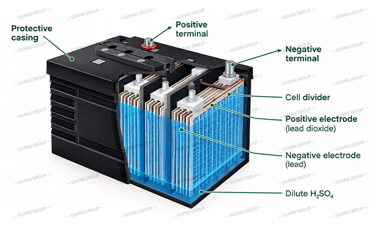 Lead-acid battery structure diagram